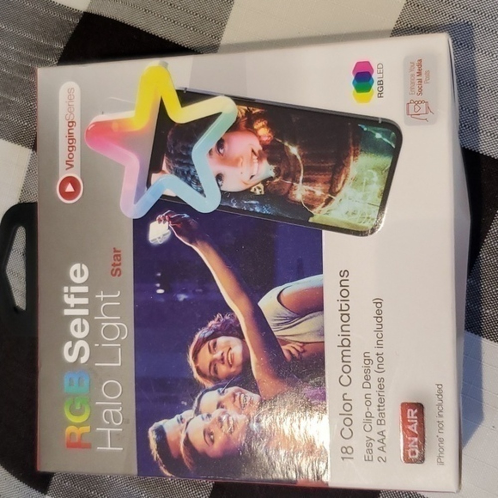 🐻   RGB Clip On Selfie Star Halo Light Tik Tok Facebook Live 18 COLOR COMBOS